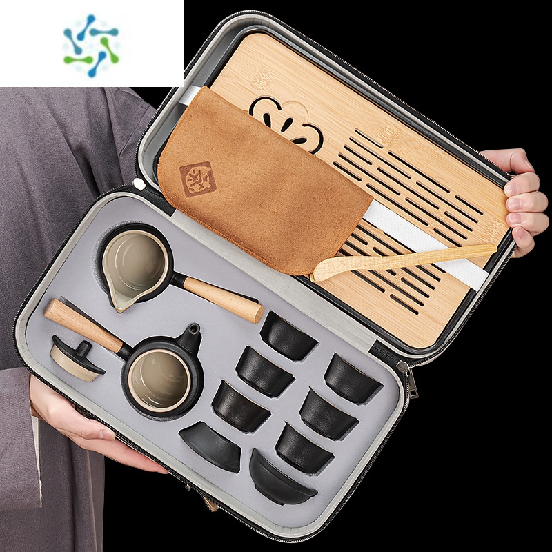 三维工匠户外旅行茶具便携式露营泡茶装备轻奢收纳包野营陶瓷泡茶壶小
