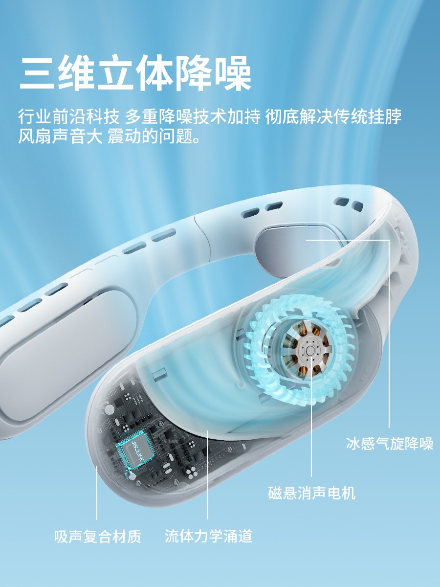 几素挂脖风扇usb便携式小风扇迷你随身小型充电静音懒人挂颈挂脖子无叶制冷空调户外学生电风扇降温神器办公高清大图