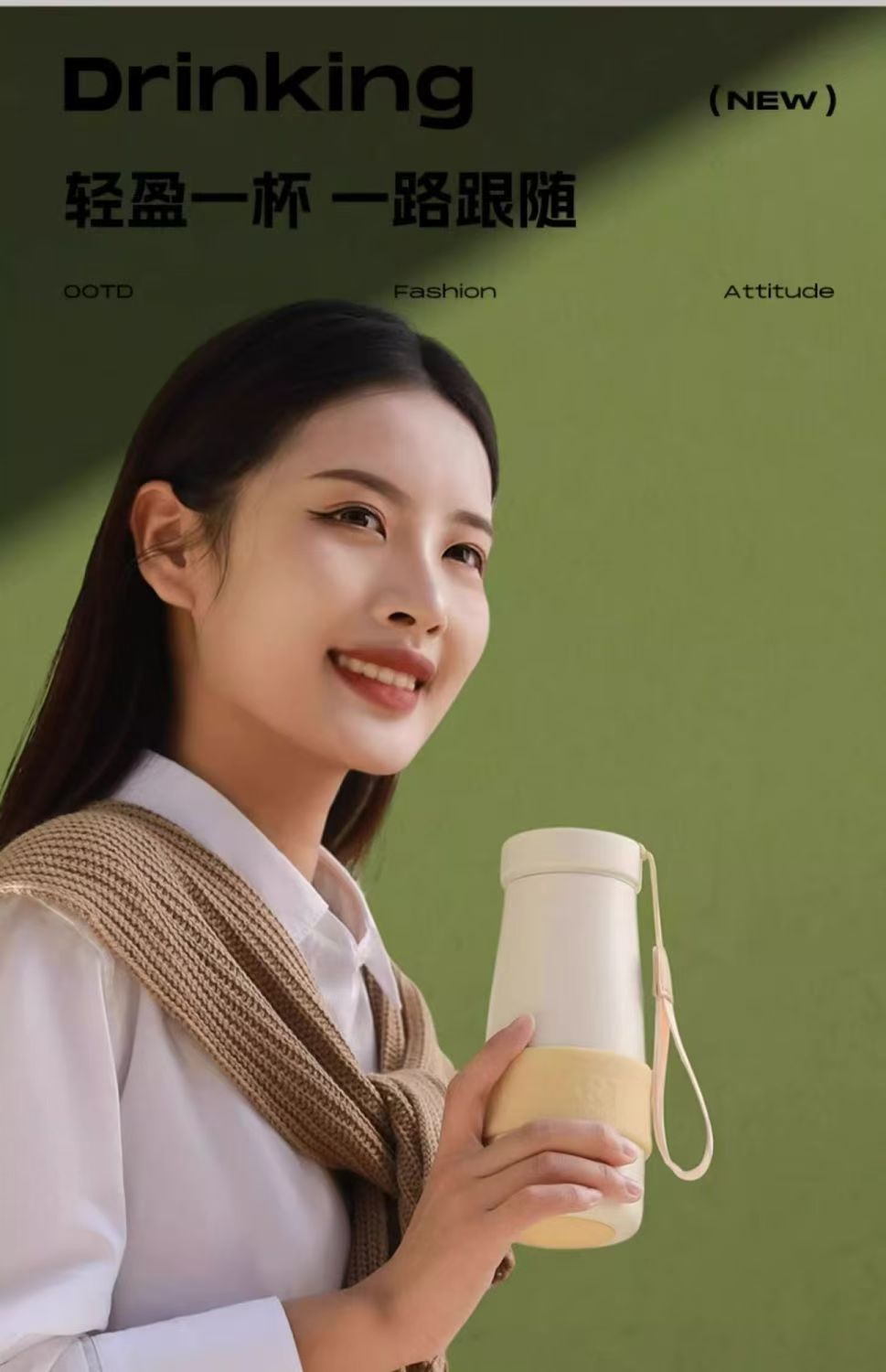 富光WFZ1275-500保温杯316不锈钢学生水杯米色500ml高清大图