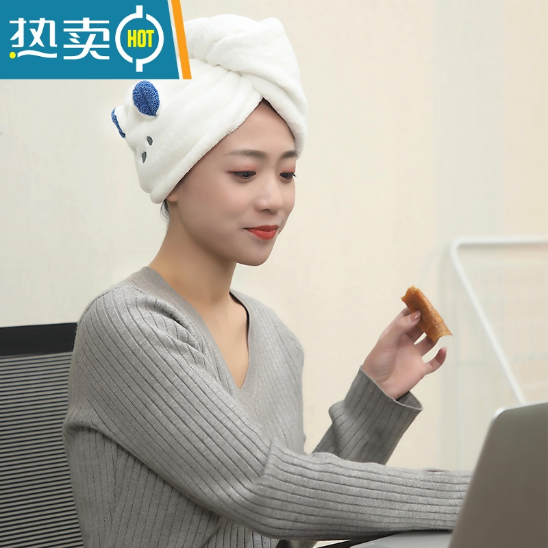 敬平干发帽女吸水速干浴帽包头巾干发毛巾可爱儿童女童擦头发器 [升级加厚]紫色