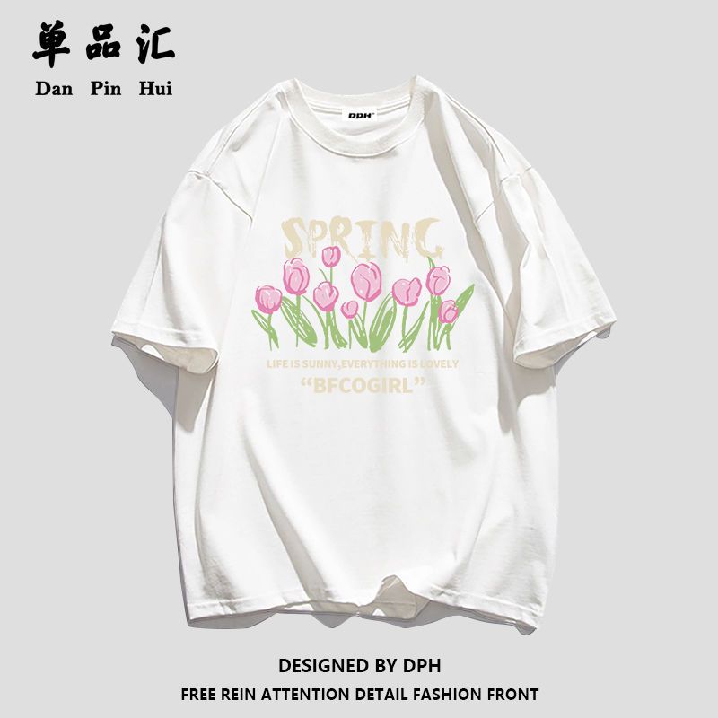 单品汇纯棉短袖T恤女夏季韩版宽松学生上衣欧美复古街头女装ins潮