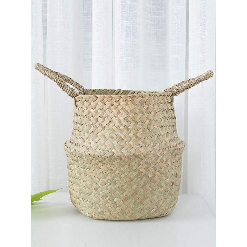 北欧手工编花篮手提编织篮子ins风家居客厅摆件花盆