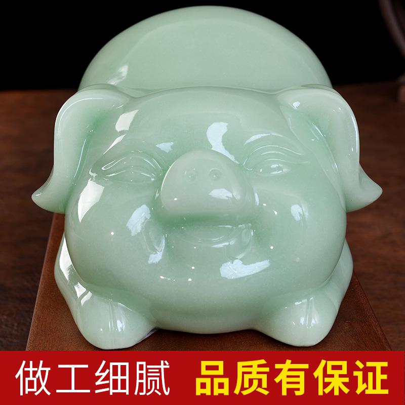 美帮汇玉石猪摆件十二生肖猪摆件家居客厅电视柜酒柜装饰工艺品高清大图