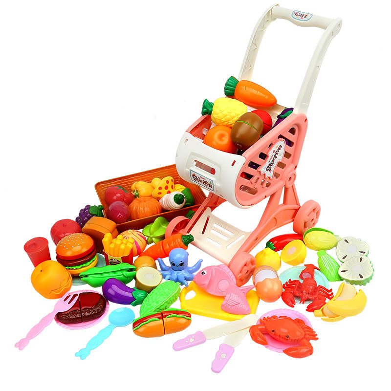 儿童购物车玩具大号仿真超市女孩过家家小孩手推车水果蔬菜切切乐