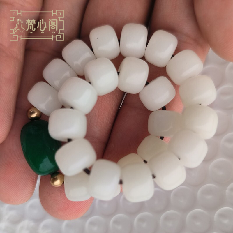 [梵心阁]吉千年 白玉菩提根手串7*9mm*24颗 男女款佛珠文玩 桶珠 送朋友礼物 木手串念珠