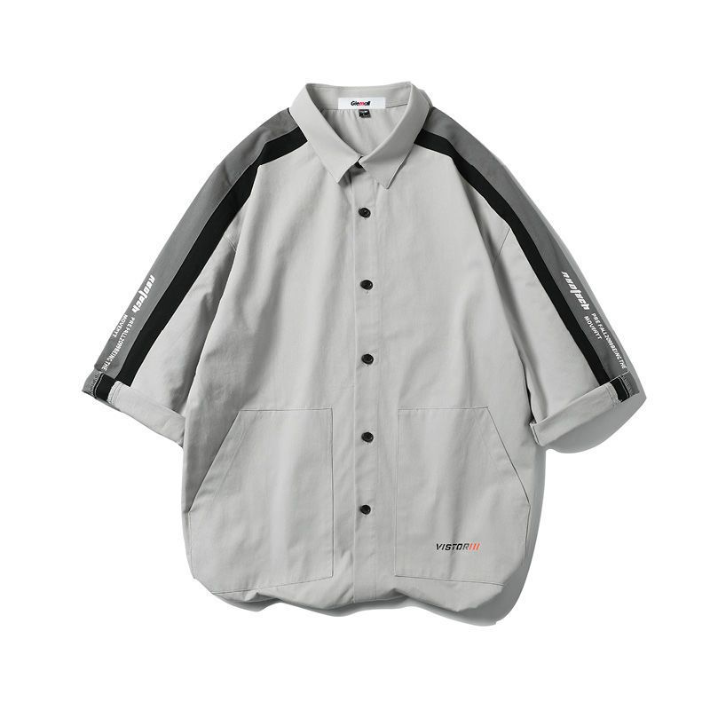 森马集团旗下GLEMALL男士短袖衬衫薄款衬衣韩版潮流港风工装宽松