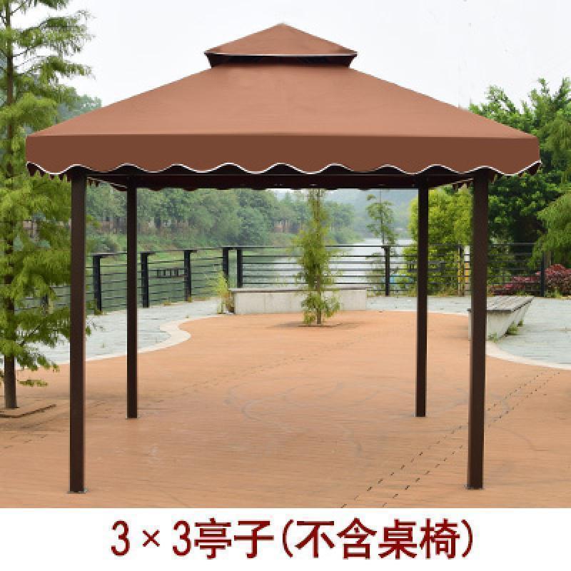 森美人户外凉亭别墅花园家用茶水亭工地院子凉亭农庄凉亭铁艺亭子四角亭 3×3帐篷（不含桌椅）-铁质