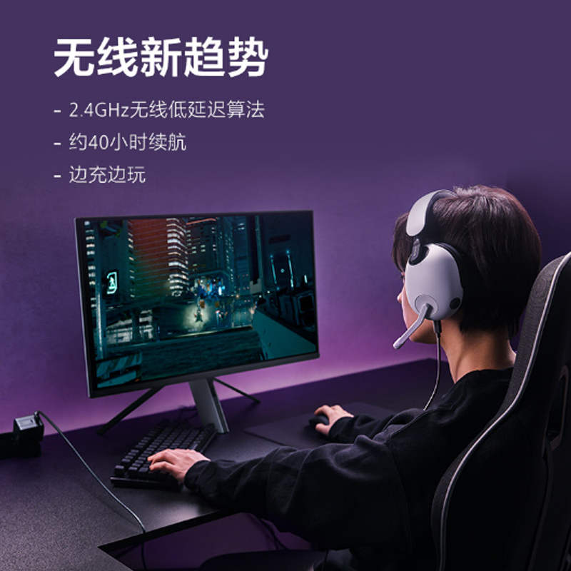 索尼(SONY)INZONE H7高端电竞游戏耳机无线蓝牙头戴式 虚拟7.1声道 高清麦克风PS5好搭档 白色