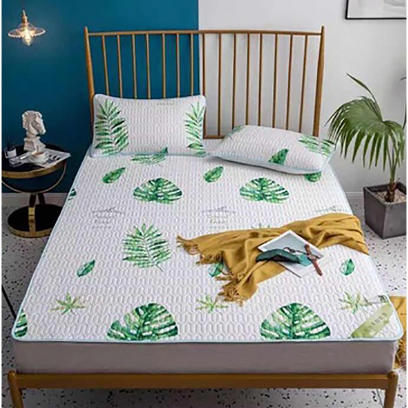 家柏饰(CORATED)泰国乳胶凉席三件套夏季冰丝天丝软席垫子1.5可机洗1.8m床凉席/凉枕 绿洲 0.9m床