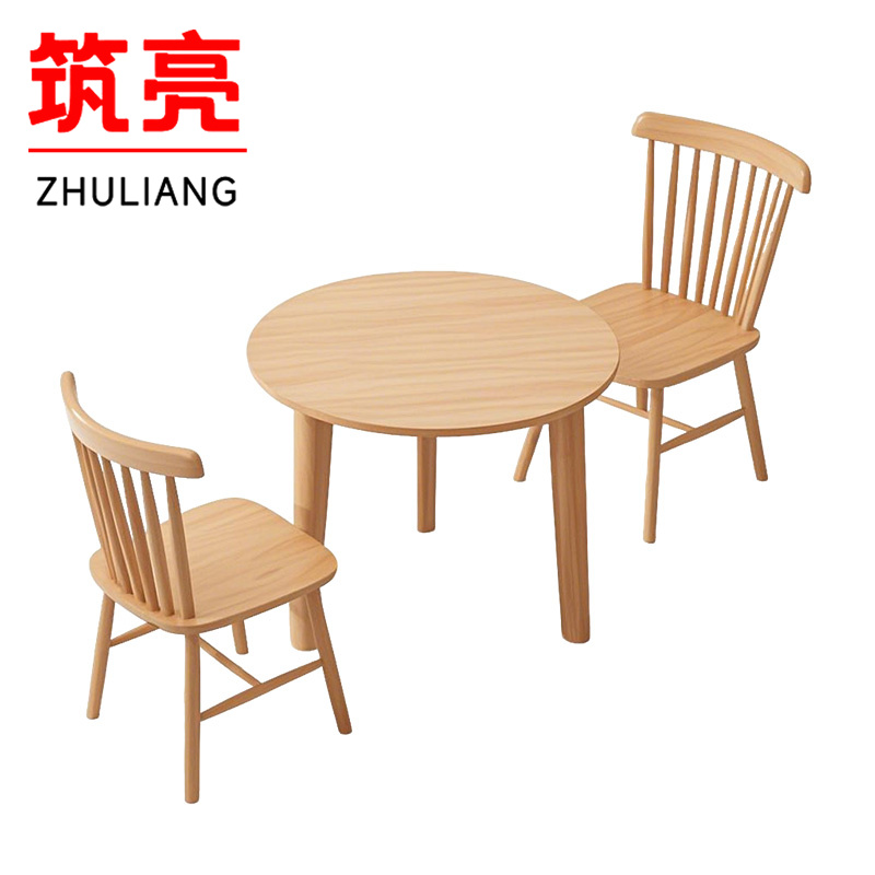 筑亮 圆桌 80*80*75cm+2椅 套高清大图