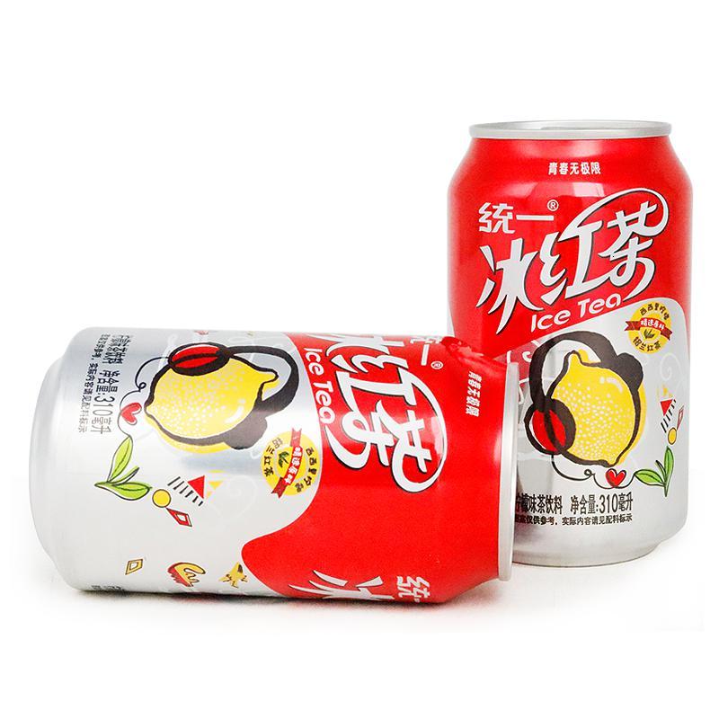 统一冰红茶罐装柠檬红茶饮料310ml24罐整箱装