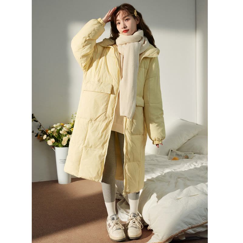 [2.5折价202元]唐狮新款棉服女冬季连帽时尚百搭大口袋设计秋冬中长款棉衣图片