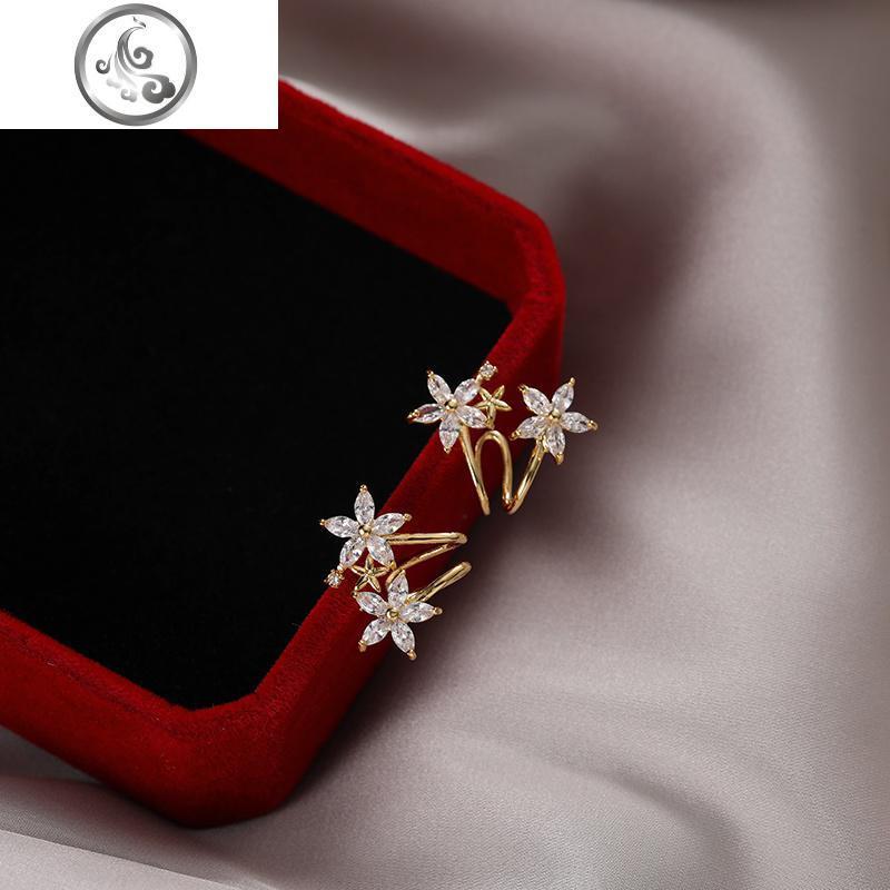 个性耳钉女纯银针简约小巧冷淡风五瓣花夹耳环小众法式耳骨小耳环 JiMi高清大图