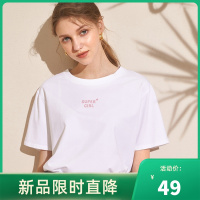 [LT新款]拉夏贝尔夏季印花短袖T恤打底衫女装新款韩版宽松百搭时尚上衣