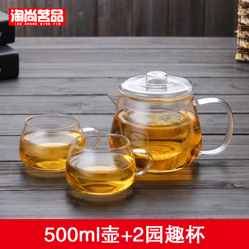 养生壶蒸茶壶耐热玻璃茶具绿茶压嘴壶小青柑花茶壶500ML企鹅壶(请先与客服确认再)