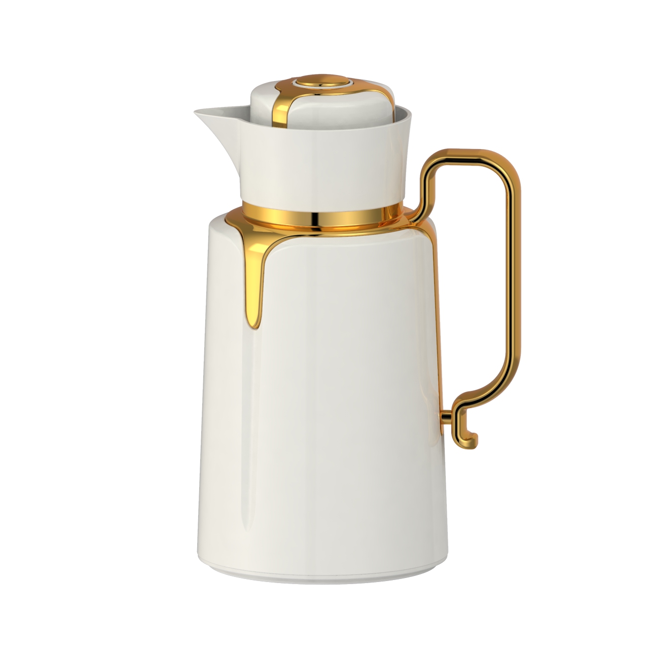 FULL 欧式简约热水壶新款玻璃瓶胆办公室茶壶家用保温壶 个 白色 1L