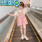绿彩虹光女童背带裤套装夏装2023新款儿童洋气时髦短袖女孩夏季休闲两件套
