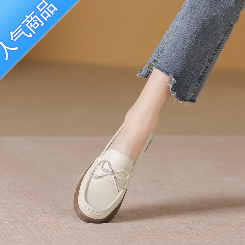 SUNTEK乐福鞋2023年新款妈妈鞋一脚蹬舒适女鞋豆豆鞋休闲百搭英伦风单鞋高清大图