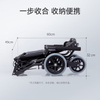 鱼跃便携式轻便折叠轮椅凌跃2000铝合金手推可登机老人旅行款/
