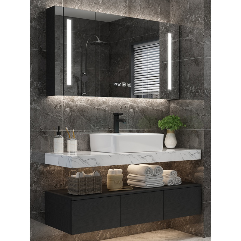 大理石浴室柜组合洗脸盆洗手面盆池小户型简约现代洗漱台盆卫生间09米