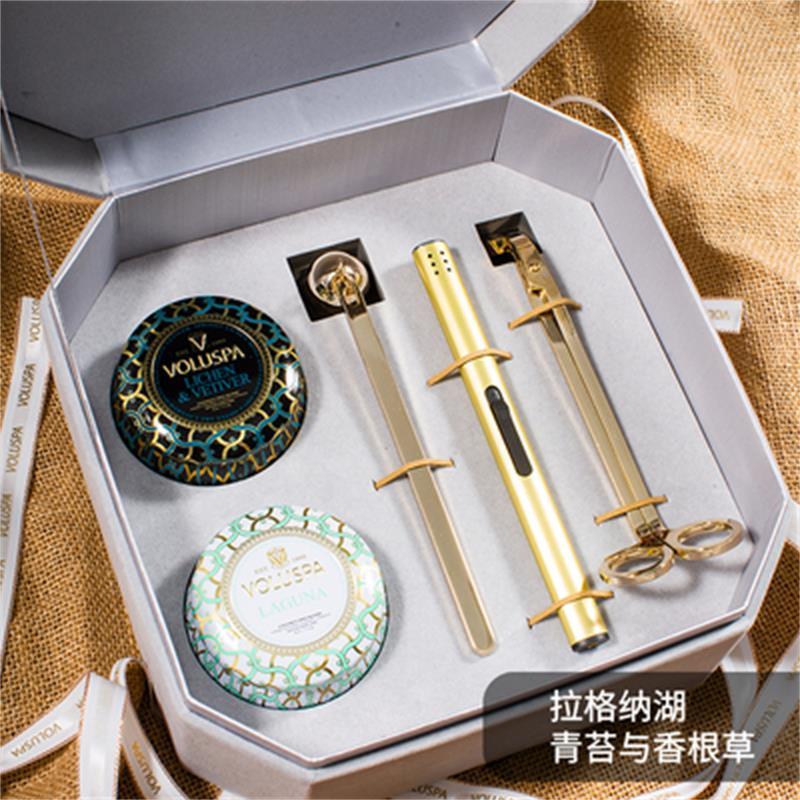 香薰蜡烛礼盒套装生日结婚礼物新婚伴手礼送闺蜜高档实用（香薰蜡烛*2、灭烛铃、独芯剪、点火工具）