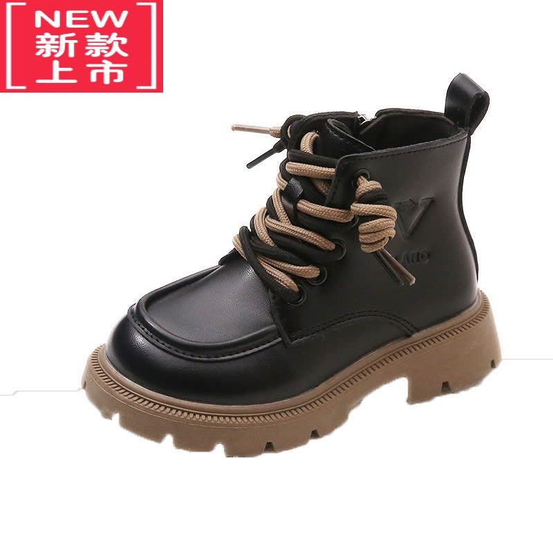 可莉允女童鞋马丁靴2022秋冬季新款儿童靴子春秋款女孩鞋子二棉加绒短靴图片