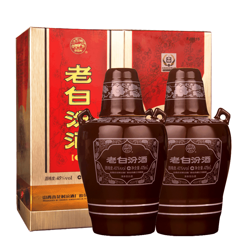 山西汾酒杏花村酒 老白汾10 45度475mL*2双支装 清香型白酒纯粮酿造 送礼礼盒 老白汾十年图片
