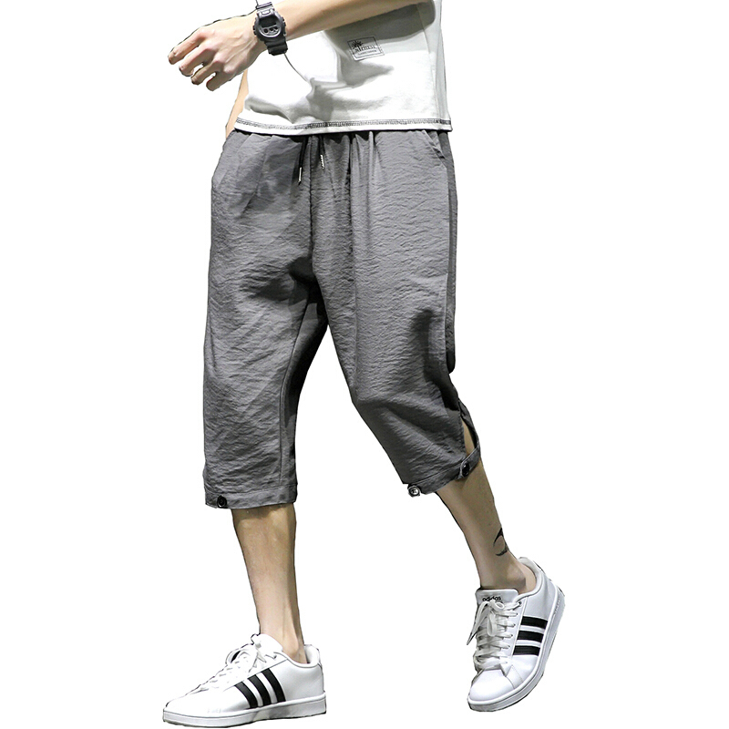 夏季宽松七分裤男士休闲马裤哈伦沙滩中裤韩版潮流运动短裤男裤子
