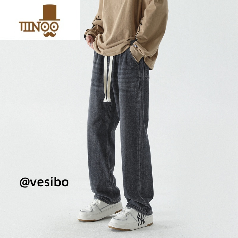 YANXU直筒牛仔裤男款美式复古高街水洗休闲裤秋季潮流宽松大码做旧裤子高清大图