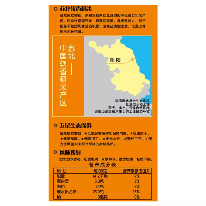 金 龙鱼 苏北大米 软香稻大米 5kg