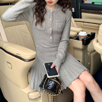 唐狮小香风法式连衣裙女气质名媛风高级感女装新款百褶裙毛衣裙yd
