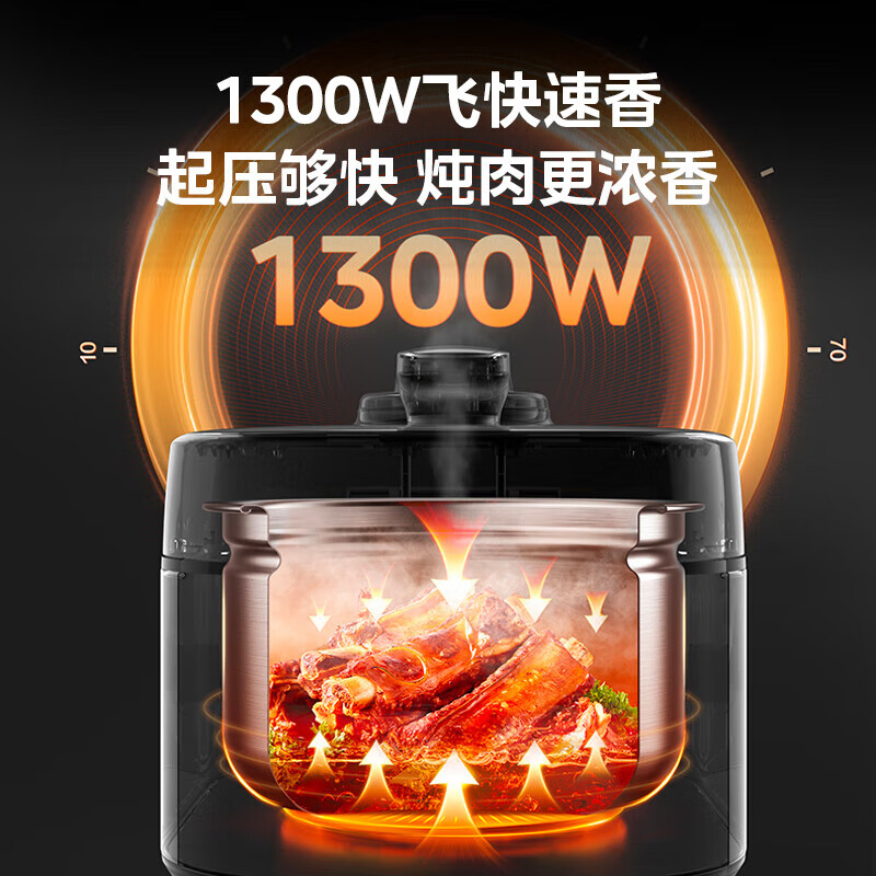 美的(Midea)0涂层焱火速香电压力锅5L高压锅电锅压力锅家用智能预约双胆高压电饭煲MY-C5147石砾青高清大图