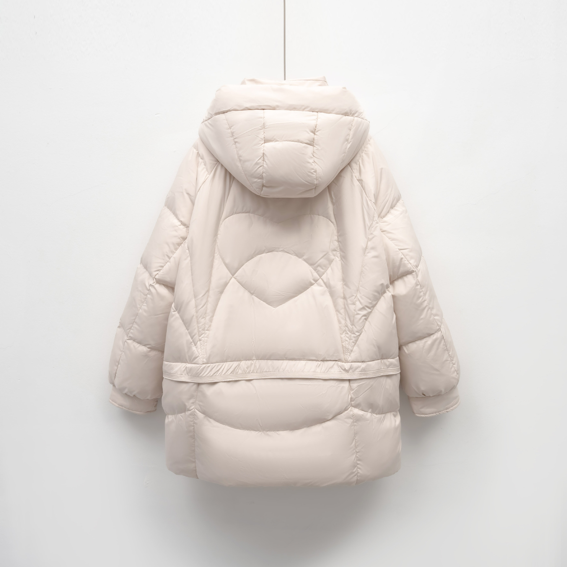 加厚时尚简约连帽保暖时尚冬季外套面包服中长款宽松羽绒服高清大图