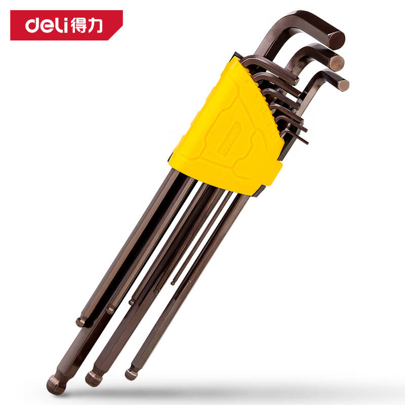 得力工具 DL230809 内六角组套S2(黄) 9件套(单位:套)高清大图