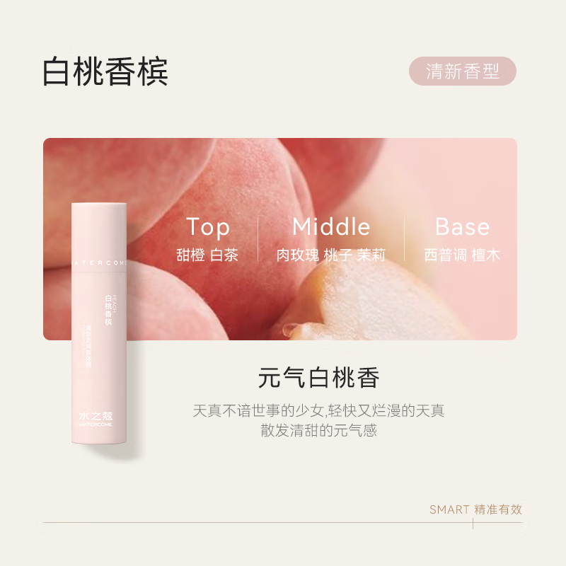 水之蔻 清新走珠香体露白桃香槟20ml*4
