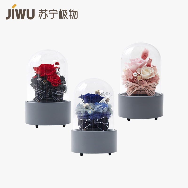 苏宁极物 厄瓜多尔进口 日本制造天空之城永生花 底座音乐盒经典音乐盒玫瑰礼盒