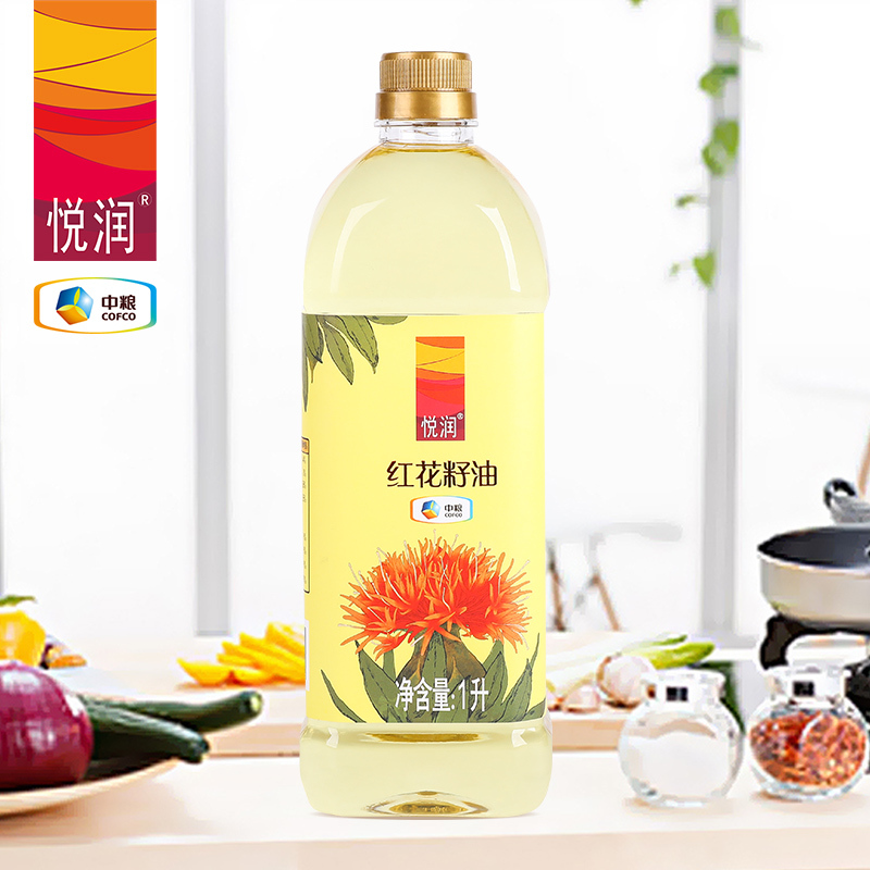 中粮悦润新疆红花籽油食用油2L大桶装家用好油一级压榨中粮食用油