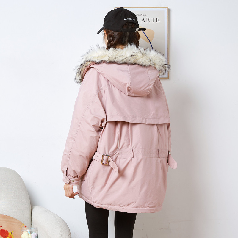 [2.5折价365元]唐狮连帽羽绒服女新款韩版宽松戴帽领宽松上衣外套潮