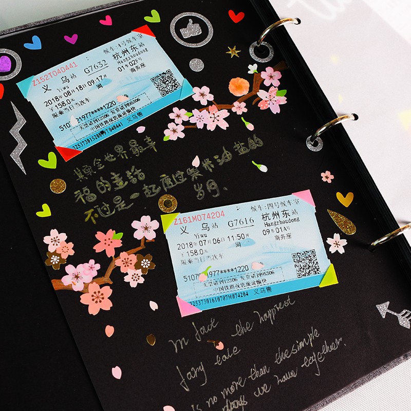 相册diy手工粘贴式创意本情人节情侣家庭纪念册车票收藏册 三维工匠 棉麻DIY[在一起] 相册+礼包+文艺帆布包高清大图