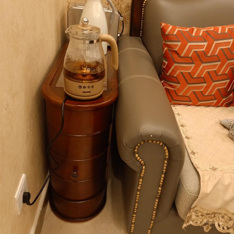 森美人沙发边柜美式实木沙发边几柜欧式客厅简约储物柜夹缝小茶几边角柜 61cm樱桃色单抽（曲面款）长61宽27.5高61cm