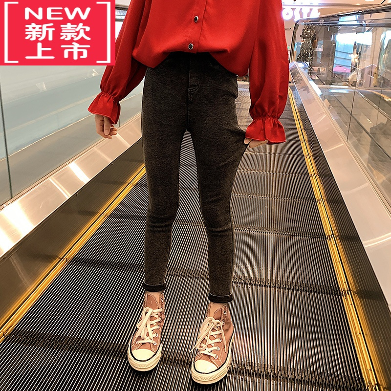 可莉允女童裤子加绒加厚秋冬款大儿童牛仔裤冬季外穿2022新款保暖打底裤保暖裤