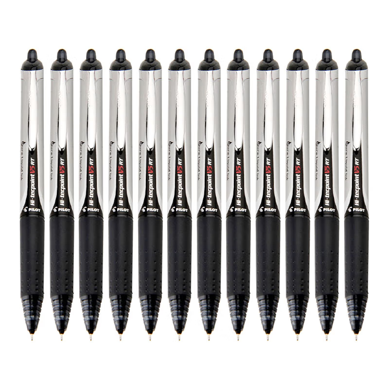 百乐(pilot)bxrt-v5按动针管中性笔签字笔水笔 0.5mm黑色 12支/盒装