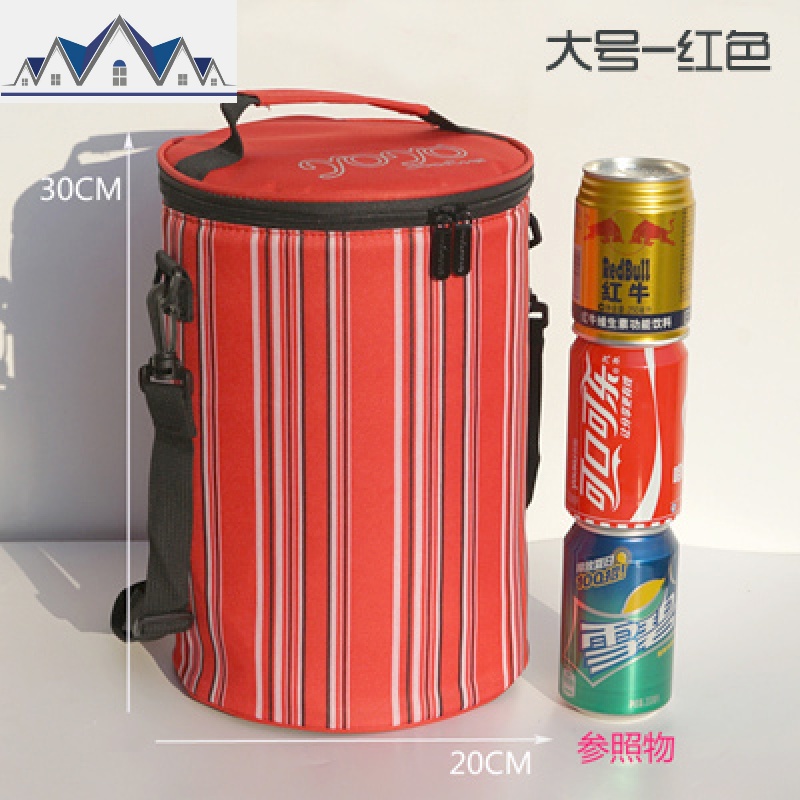 圆形饭盒袋大号手提装保温桶袋子加厚铝箔保温袋便当包防水带饭包_1_461 大号-YY红色-高30CM