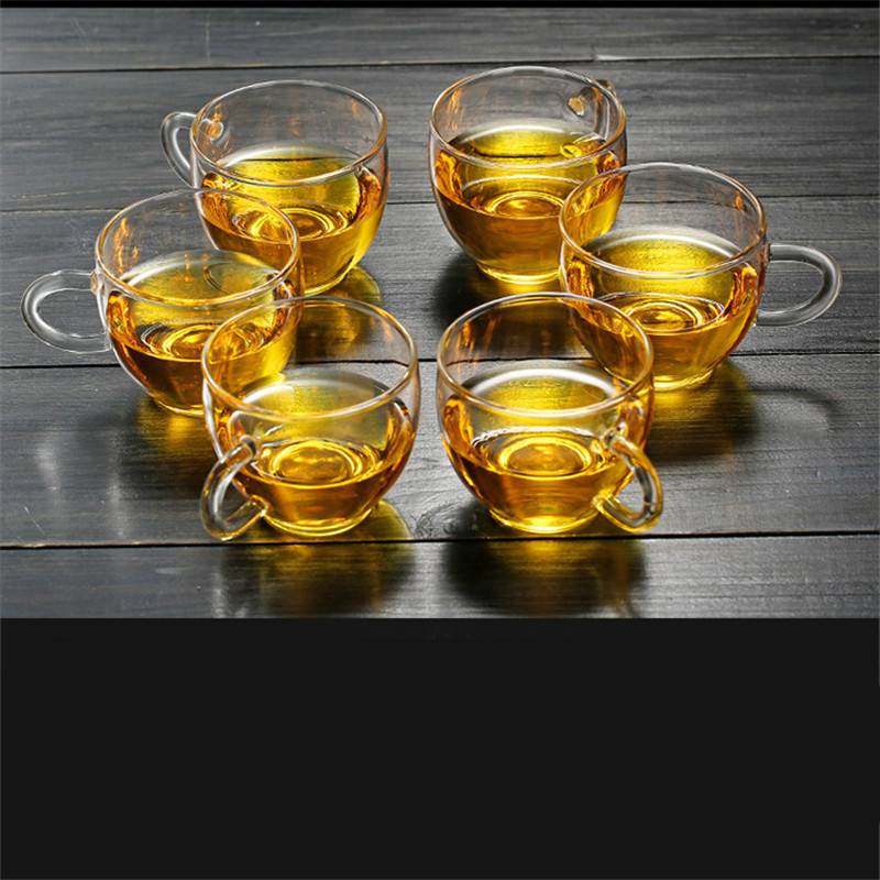 家柏饰(CORATED)玻璃杯子带把功夫茶杯小茶碗杯子加厚6只装茶杯茶具家用透明套装