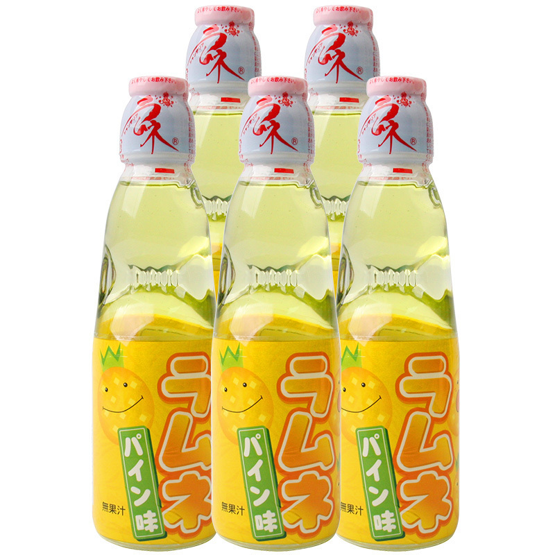 效期至23年6月28日 日本进口 哈塔 波子汽水菠萝味碳酸饮料 200ml*5瓶特价装
