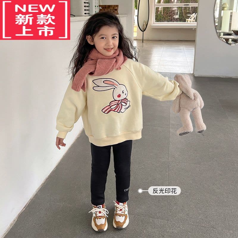 可莉允陈大猪女童加绒鲨鱼裤2022冬新款儿童内搭打底裤女孩加厚保暖裤子图片