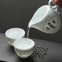 苏氏陶瓷(SUSHI CERAMICS)茶具套装手工描金影青宁静致远配小杯茶洗带礼盒精品陶瓷茶具组(茶壶)