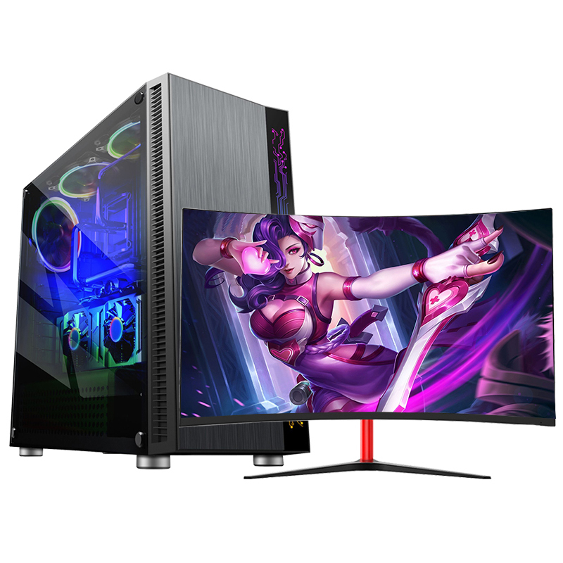 世纪之星(CENTURY STAR) 酷睿i5四核/GTX1050 D5独显/8GB内存/256GB固态 家用办公游戏电脑台式机 台式电脑 DIY组装机 组装电脑+27英寸曲面全套