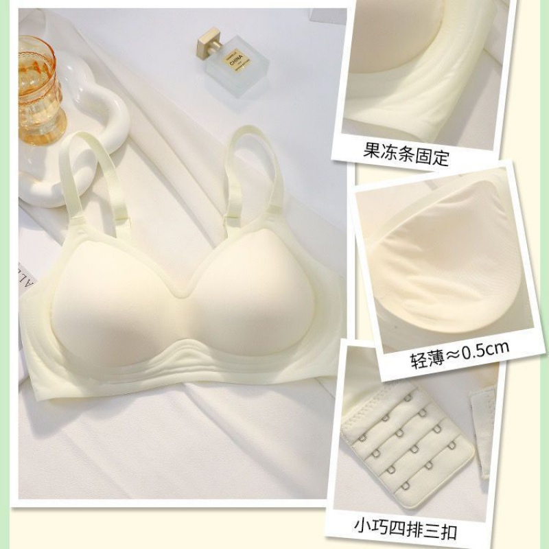 漫画胸夏季冰丝内衣女小胸聚拢显大防下垂无钢圈固定杯文胸罩 香槟：1件装 L【80ABC105-130斤】