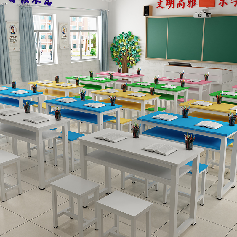 寻木匠学校课桌椅书桌椅培训桌组合单双人中小补习班辅导班补课桌子